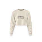 ICOMPEACE crop sweatshirt – Krem – ön görünüm