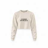 ICOMPEACE crop sweatshirt – Krem – ön görünüm