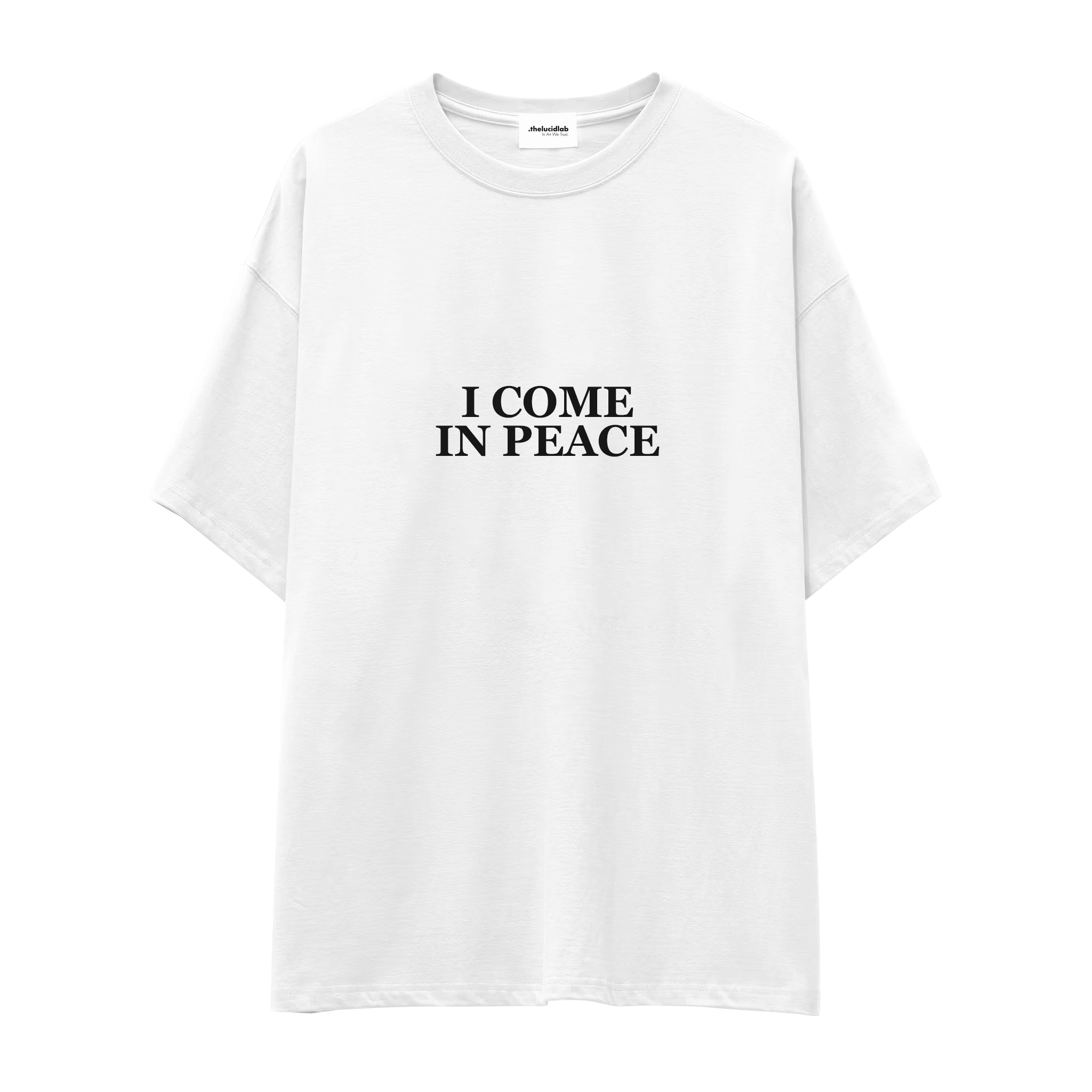 I Come in Peace Oversize Tişört — Beyaz — ön görünüm