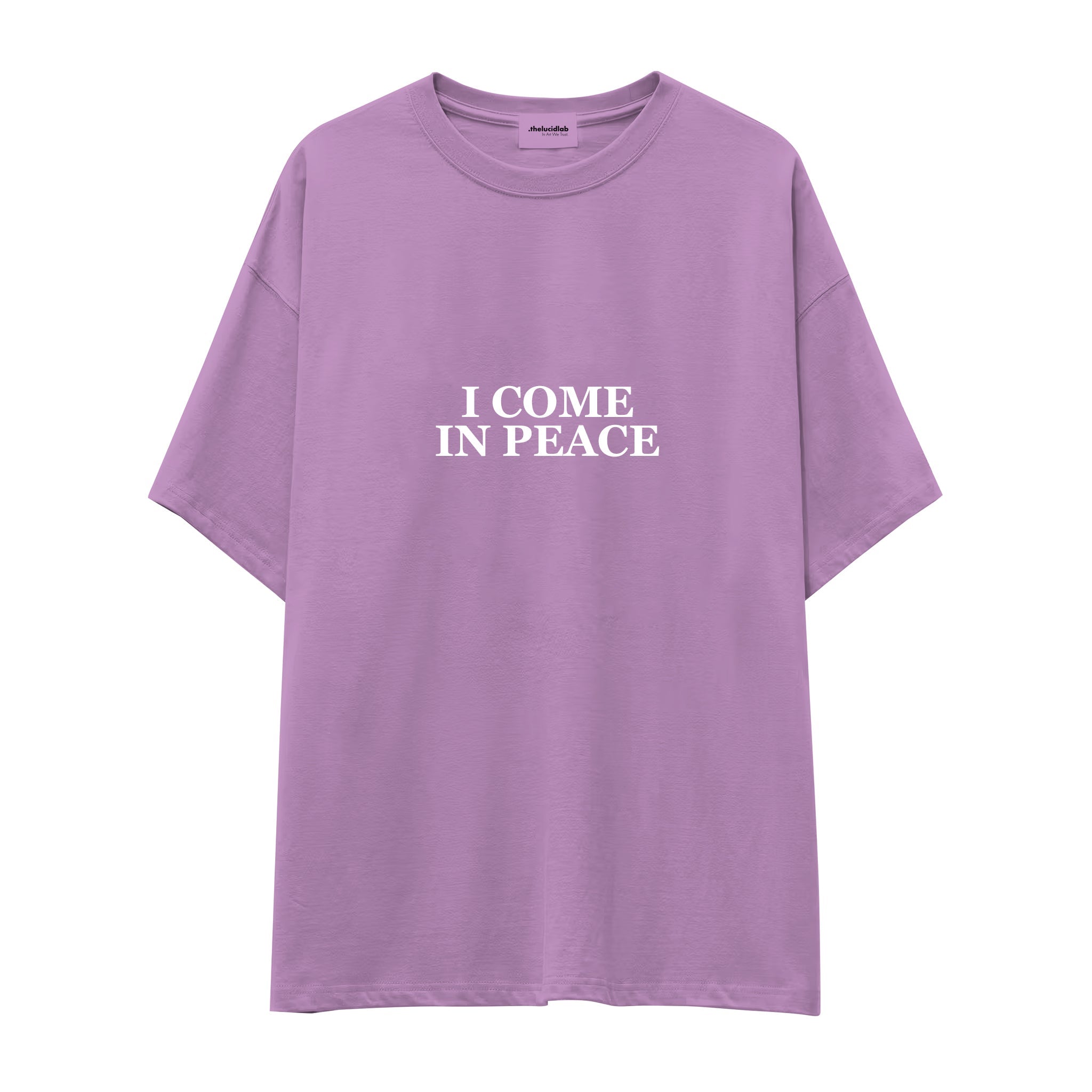 I Come in Peace Oversize Tişört — Lila — ön görünüm