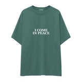 I Come in Peace Oversize Tişört — Yeşil — ön görünüm