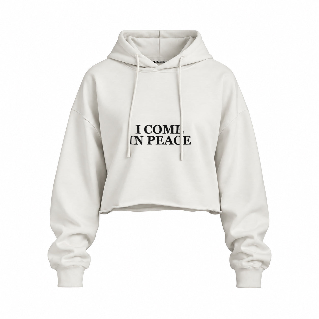ICOMPEACE oversize crop hoodie – Beyaz – ön görünüm