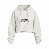 ICOMPEACE oversize crop hoodie – Beyaz – ön görünüm