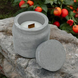 Sandalwood - Vanilla Scented Jar Concrete Candle with Wooden Wick Lid