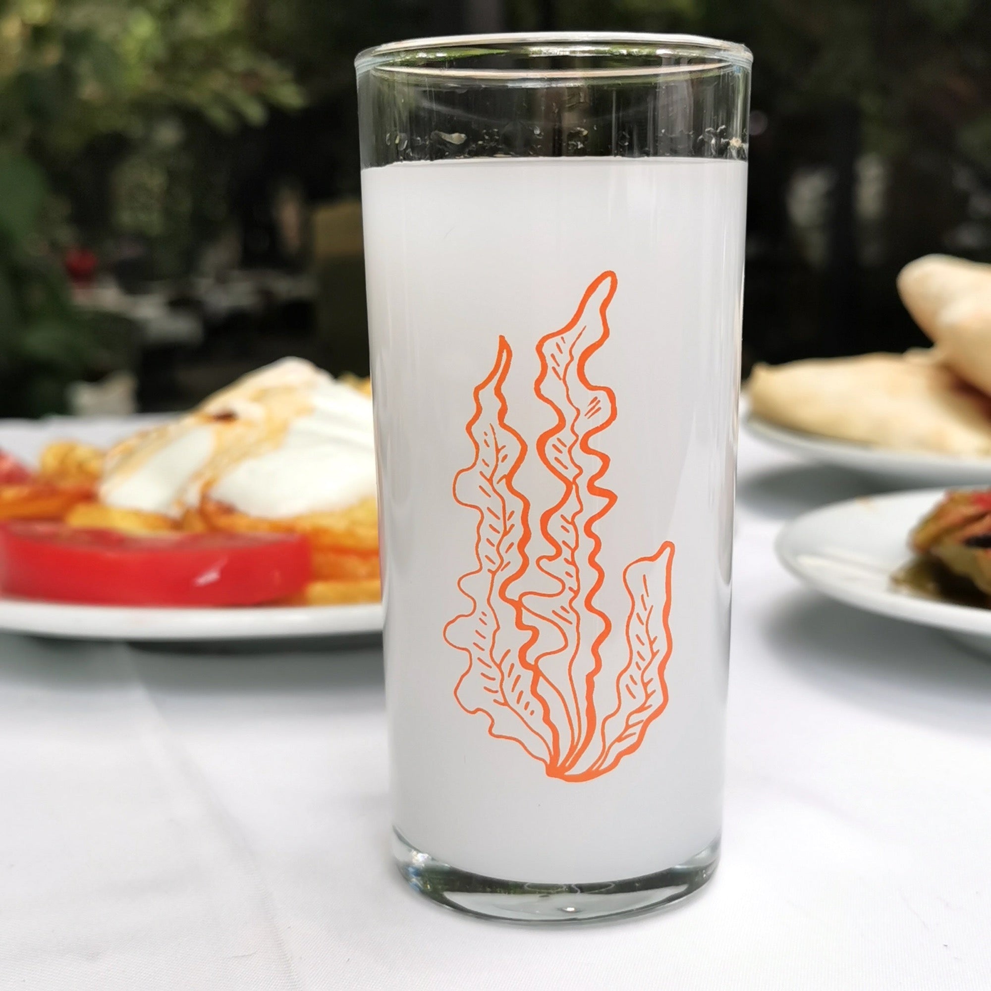 Orange Coral v2 / Turuncu Mercan Baskılı Paşabahçe Rakı Kadehi ...