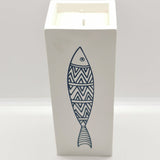Lined Fish Concrete Candle