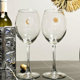 Bronze Moon and Sun Printed Paşabahçe Wine Glass