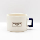 Wheat Field and Crows Navy Blue U-Handled Mug