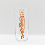 Orange Basic Fish / Orange Fish Printed Paşabahçe Raki Glass