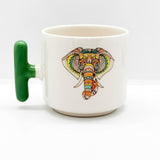 Ethnic Elephant Green T Cup with Handle