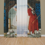 Turtle Trainer with a Pearl Earring Background Curtain