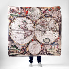 Antik Dünya Haritası Polar Tv Battaniyesi