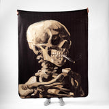 Skull of a Skeleton with Burning Cigarette Polar TV Blanket
