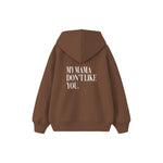 My Mama Don’t Like You Çocuk Hoodie — Kahverengi — arka görünüm