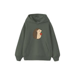 Hedgehog with a small apple Çocuk Hoodie — Antrasit — ön görünüm