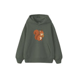 Squirrel carrying a walnut Çocuk Hoodie — Antrasit — ön görünüm