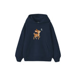 Fawn looking at a butterfly Çocuk Hoodie — Lacivert — ön görünüm