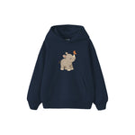 Rhino calf with a butterfly on its horn Çocuk Hoodie — Lacivert — ön görünüm