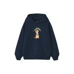 Meerkat holding a leaf umbrella Çocuk Hoodie — Lacivert — ön görünüm