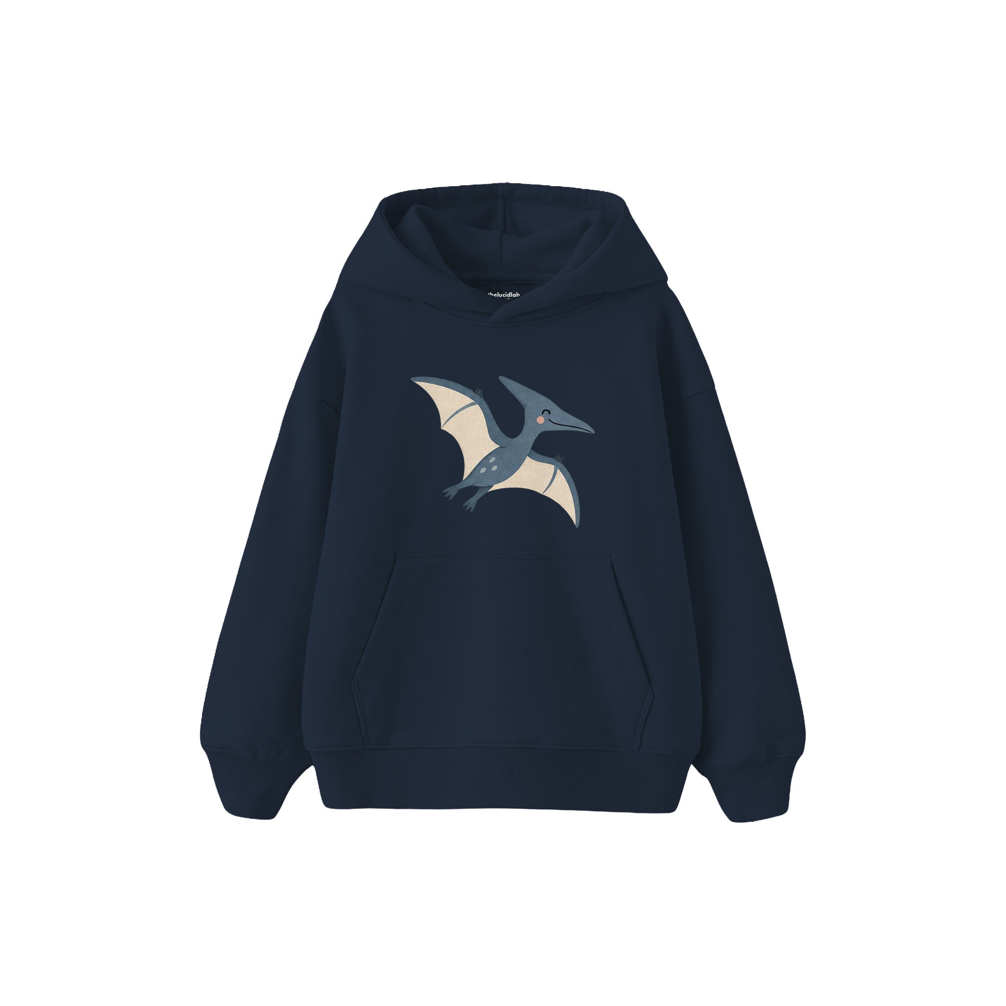 Blue pterodactyl gliding gently Çocuk Hoodie — Lacivert — ön görünüm
