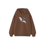 Blue pterodactyl gliding gently Çocuk Hoodie — Kahverengi — ön görünüm