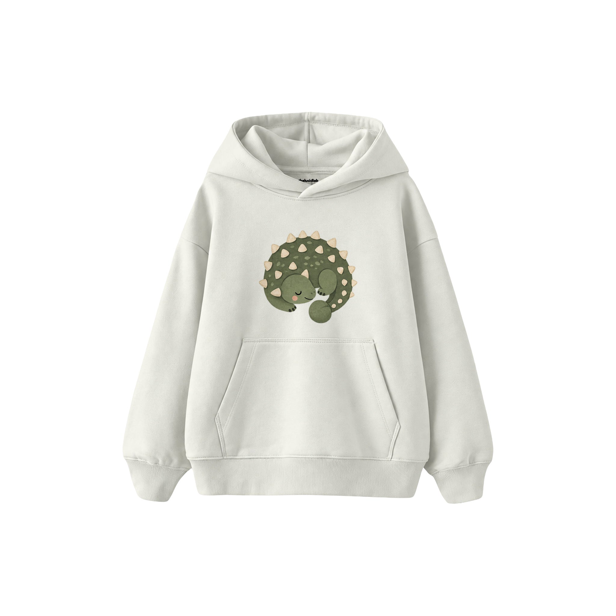 Green ankylosaurus curled up Çocuk Hoodie — Beyaz — ön görünüm