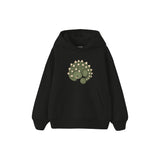 Green ankylosaurus curled up Çocuk Hoodie — Siyah — ön görünüm
