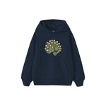 Green ankylosaurus curled up Çocuk Hoodie — Lacivert — ön görünüm