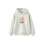 Piglet splashing in a tiny isolated puddle Çocuk Hoodie — Beyaz — ön görünüm