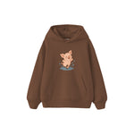 Piglet splashing in a tiny isolated puddle Çocuk Hoodie — Kahverengi — ön görünüm