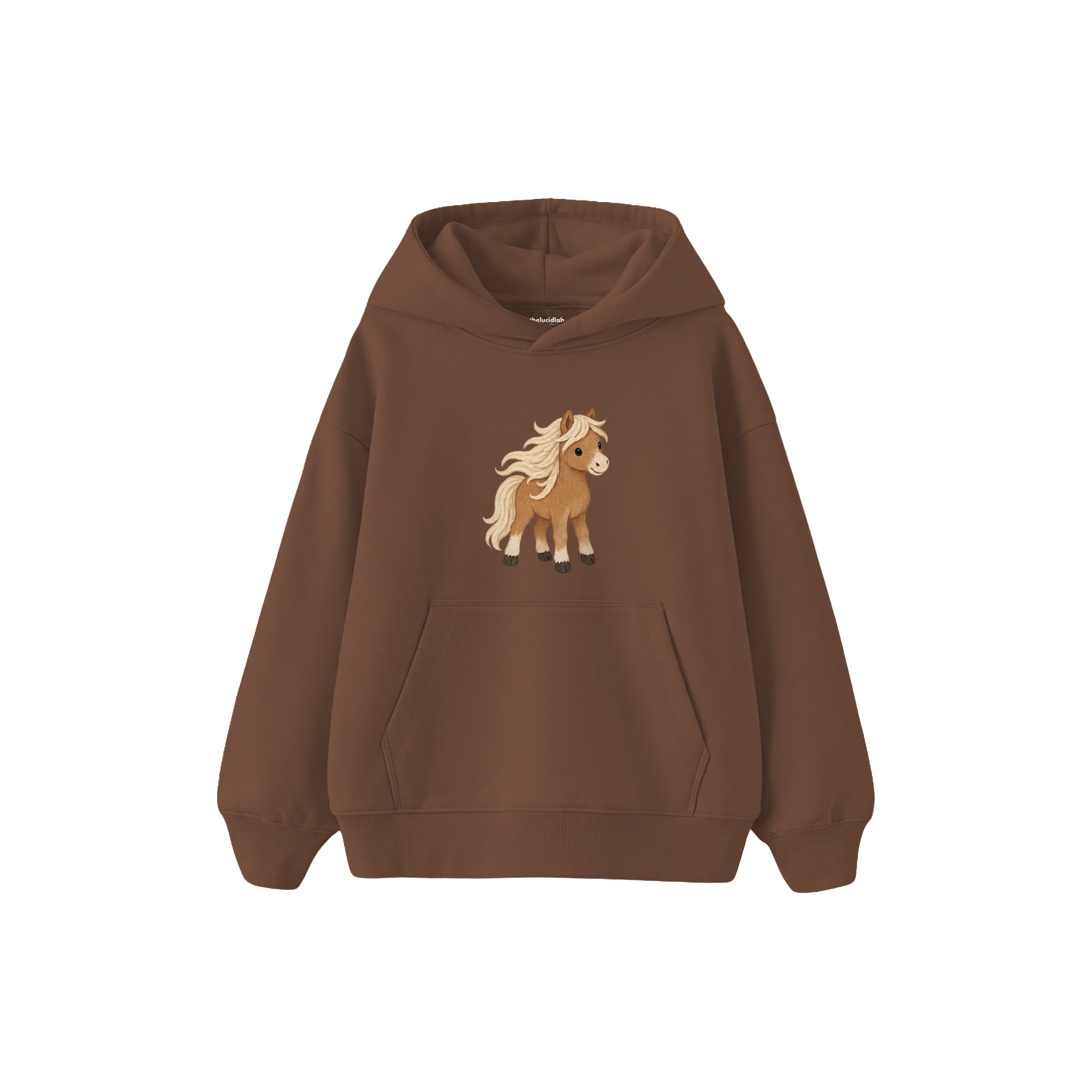 Pony with a loose flowing mane Çocuk Hoodie — Kahverengi — ön görünüm