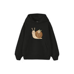 Snail with a tiny flower on shell Çocuk Hoodie — Siyah — ön görünüm
