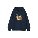 Snail with a tiny flower on shell Çocuk Hoodie — Lacivert — ön görünüm