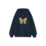 Butterfly with ochre and sage wings Çocuk Hoodie — Lacivert — ön görünüm