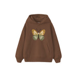 Butterfly with ochre and sage wings Çocuk Hoodie — Kahverengi — ön görünüm