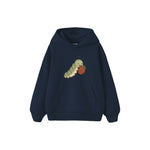 Caterpillar eating a berry Çocuk Hoodie — Lacivert — ön görünüm