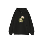 Frog holding one water lily Çocuk Hoodie — Siyah — ön görünüm