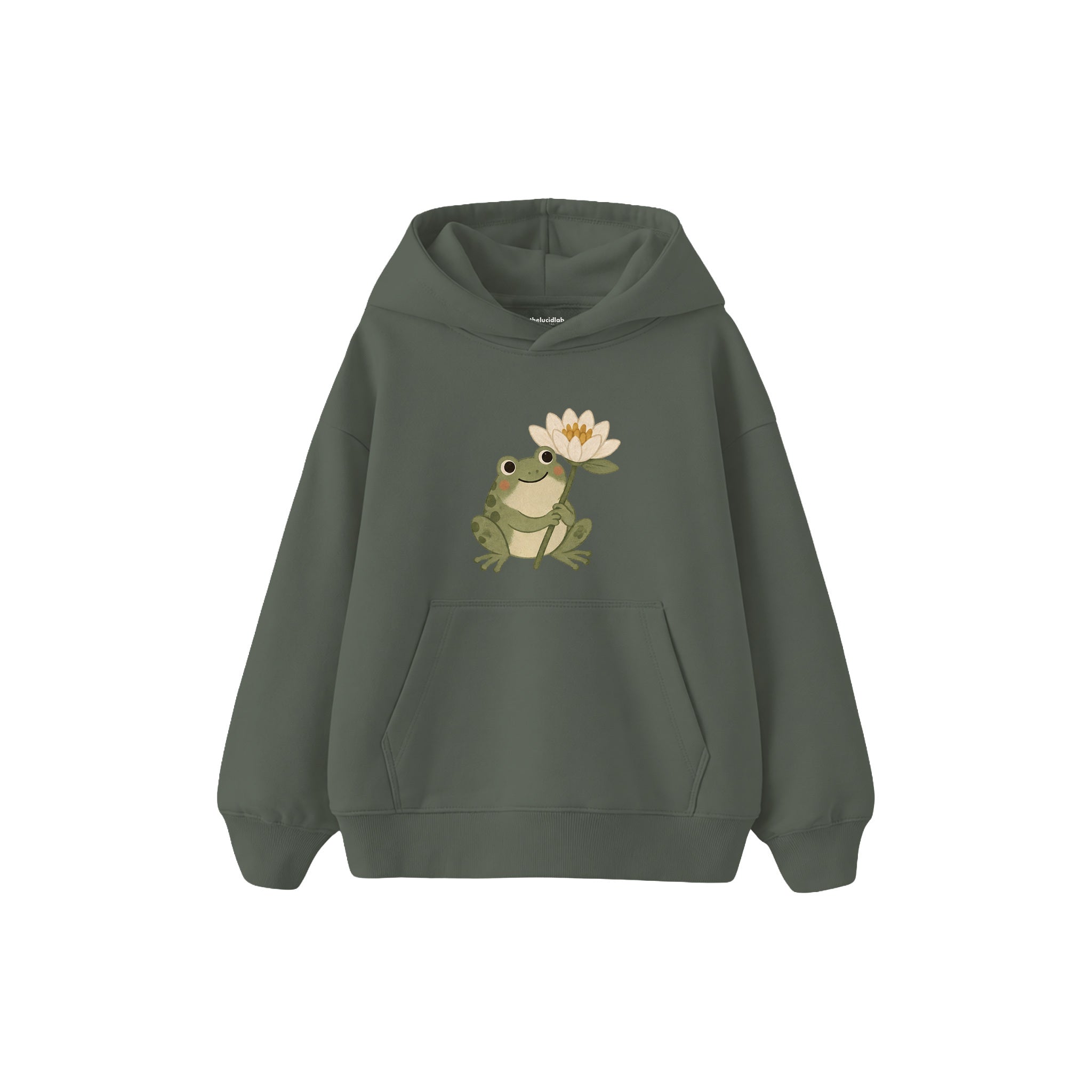 Frog holding one water lily Çocuk Hoodie — Antrasit — ön görünüm