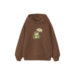 Frog holding one water lily Çocuk Hoodie — Kahverengi — ön görünüm
