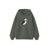 Puffin with a tiny fish Çocuk Hoodie — Antrasit — ön görünüm
