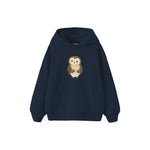 Owl holding a small moon Çocuk Hoodie — Lacivert — ön görünüm