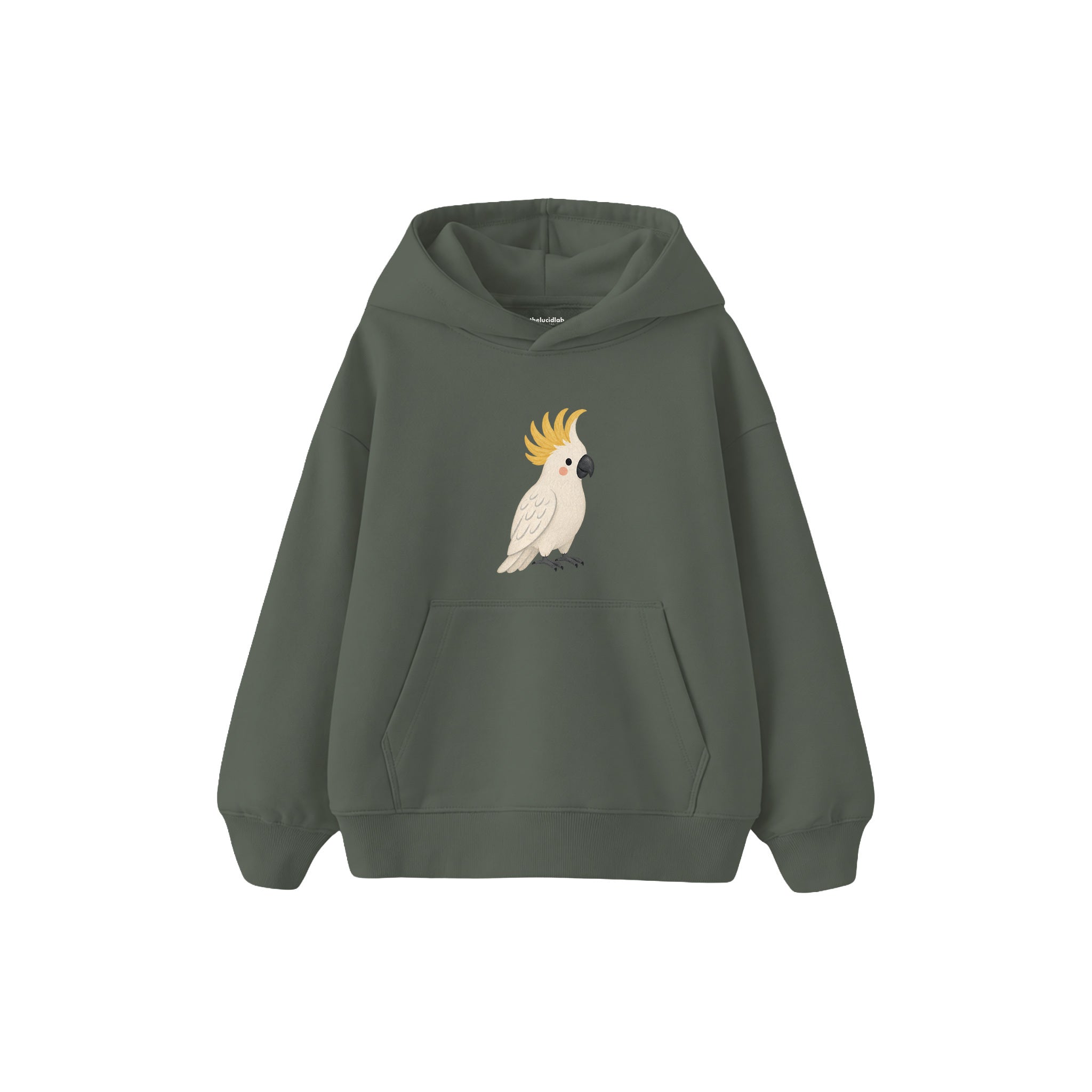 Cockatoo with a cheerful crest Çocuk Hoodie — Antrasit — ön görünüm