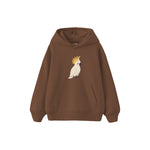Cockatoo with a cheerful crest Çocuk Hoodie — Kahverengi — ön görünüm