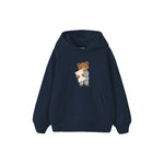 Bear in striped pajamas holding a pillow Çocuk Hoodie — Lacivert — ön görünüm