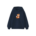 Fox in a rust scarf Çocuk Hoodie — Lacivert — ön görünüm