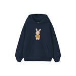 Rabbit in a mustard knitted vest Çocuk Hoodie — Lacivert — ön görünüm