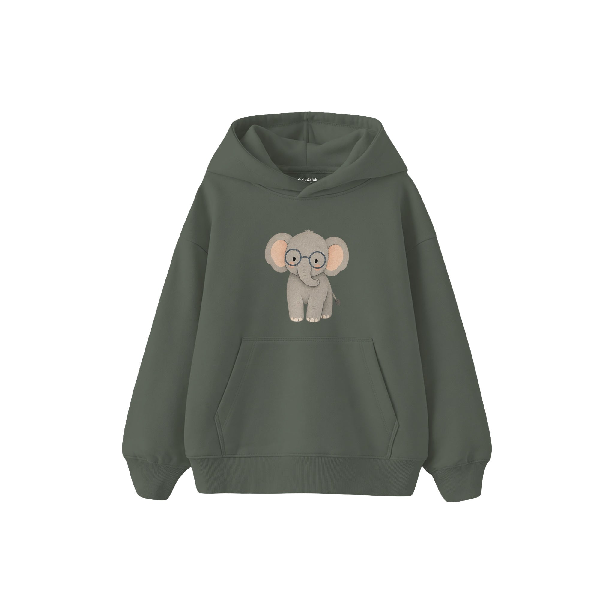 Elephant wearing soft round glasses Çocuk Hoodie — Antrasit — ön görünüm