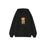 Lion in sage dungarees Çocuk Hoodie — Siyah — ön görünüm