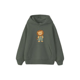 Lion in sage dungarees Çocuk Hoodie — Antrasit — ön görünüm