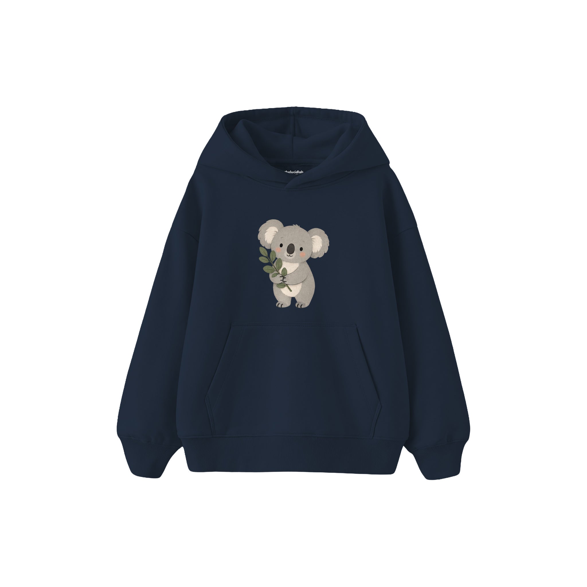 Koala holding a eucalyptus branch Çocuk Hoodie — Lacivert — ön görünüm